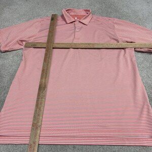 F&G Tech Polo Orange White Striped Short Sleeve Men’s Size XL